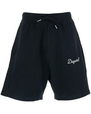 DSquared² Shorts With Drawstring Closure And Logo Lettering On The Front - Blue