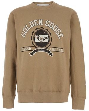 Golden Goose Felpa Girocollo Con Maxi Stampa Sul Fronte - Neutro