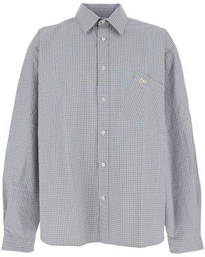 ERL Camicia Con Ricamo Logo Sul Fronte E Motivo Check All-Over - Grigio