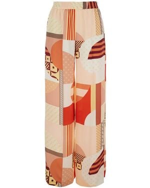 Fendi Pants With High Elastic Waist And All-Over Patchwork - Orange