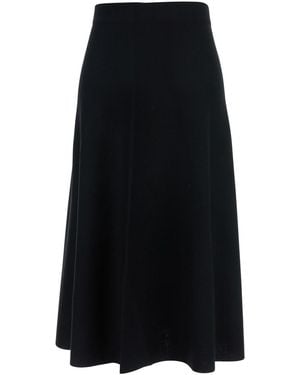 Allude Knitted Skirt With Flared Design - Black