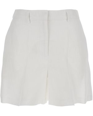 Le Plain Linen Shorts With Belt Loops - White