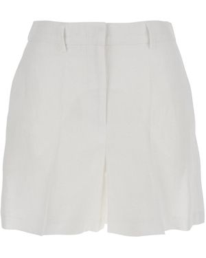 Plain Shorts With Belt Loops - White