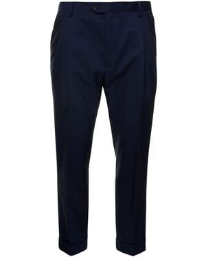 Reveres 1949 Suit Trousers With Belt Loops And Tapered Leg - Blue