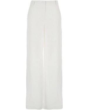 Plain Trousers With Wide Leg - White