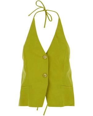 Twinset Vest With V-Neck And Drawstring Closure On Neck And Bac - Green