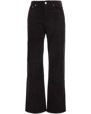 DUNST Essential Straight Corduroy Jeans With High Waist And Cotton Fab - Black