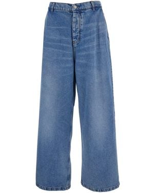 Ami Paris Jeans Con Passanti Per Cintura E Gamba Ampia - Blu