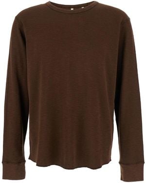 sunflower T-Shirt Girocollo Con Maniche Lunghe E Orlo Sfrangiato - Marrone