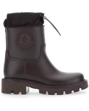 Moncler Kickstream Logo Rain Boots With Drawstring Closure - Black