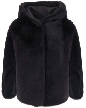 Suprema Shearling Coat With High Collar And Long Sleeves - Blue