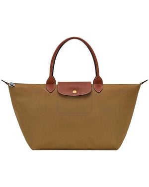 Longchamp Borsa A Spalla'Le Pliage Original' Con Logo Impresso Sul Fro - Marrone