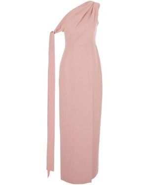 Solace London 'Irina' One-Shoulder Long Dress With Draped Neckline - Pink
