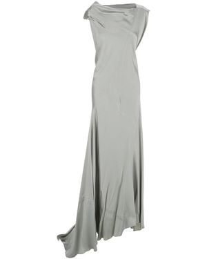 Alberta Ferretti Long Dress With Draped Details And Asymmetrical - Grey