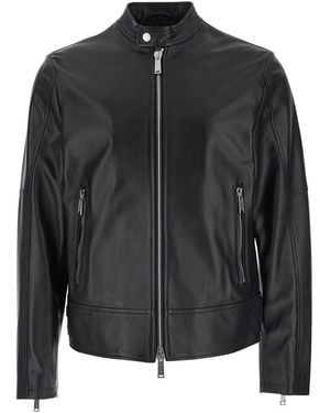DSquared² Biker Jacket Withdarin Collar And Waist Straps - Black