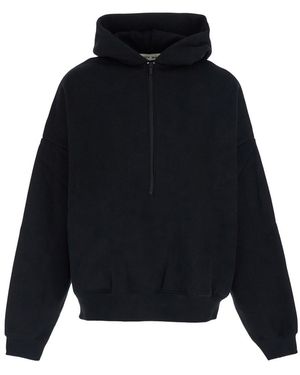 Fear Of God Sweatshirt 'Property Lounge Half Zip Hoodie Essentials' With Half Zip And Fixed Hood - Blue