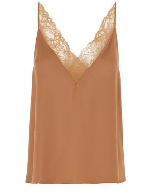 forte_forte Sleeveless Top With V-Neck And Lace Details - Brown