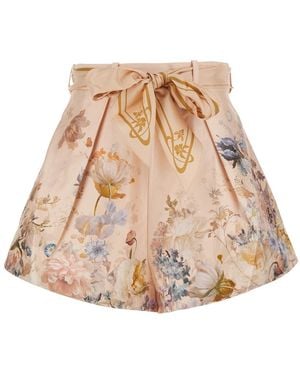 Zimmermann Gonna Valiant Tuck Short Con Seta E Cotone Di Colore P - Neutro