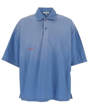 JW Anderson Polo Oversize Con Logo Lettering Sul Fronte E Dettaglio Lo - Blu