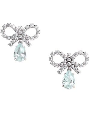 Self-Portrait Earings With Bow Charm And Pendent Droplet Detail I - Metallic