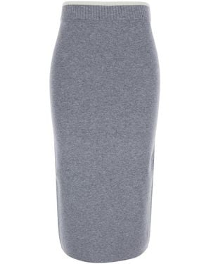 Pinko Gonna Con Vita Alta A Coste E Patch Logo Sul Retro - Grigio