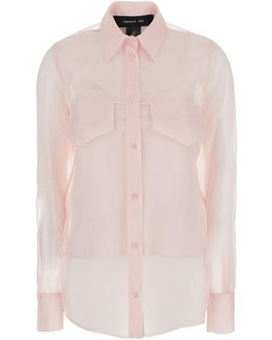 FEDERICA TOSI Silk Shirt With Pointed Collar And Transparent Desi - Pink