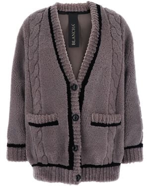 Blancha Cardigan Con Scollo A V E Tasche Sul Fronte - Grigio