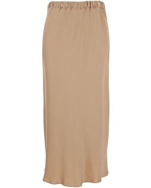 Antonelli Midi Skirt With Elasticated Waist - Natural