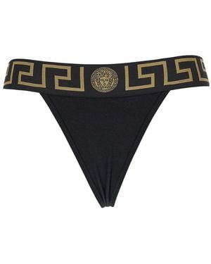 Versace Bra With Elastic Band Featuring The Greca Motif - Black