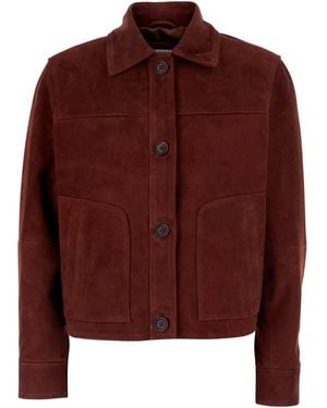 JC Sophie Jacket 'Livorno' With Front Closure And Pockets - Brown