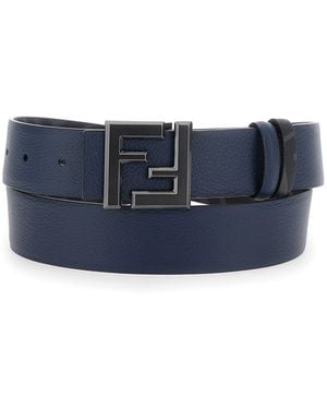Fendi Reversible Belt With Square Ff Buckle - Blue
