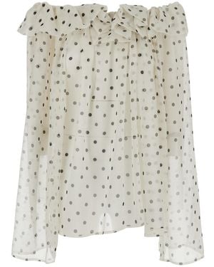 MSGM Pois Top With Polka Dot Details - Gray