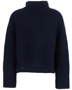 Soft Goat Jumper "Girlfrinded Turtleneck" With High Collar And Long S - Blue