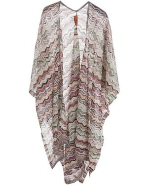 Missoni Lurex Long Poncho - White