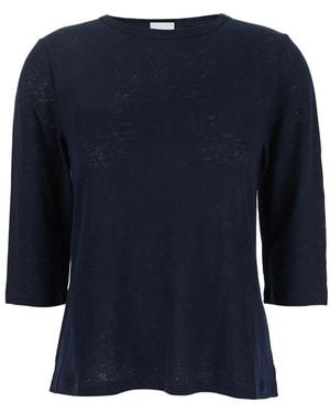 Allude T-Shirt With Boat Neckline And Long Sleeves - Blue