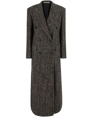 Tagliatore Double-Breasted Coat With Herringbone Motif - Black