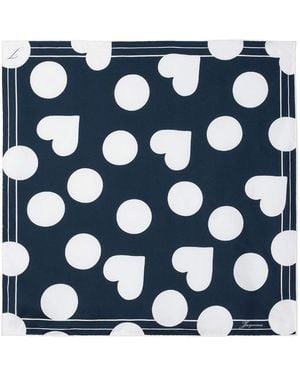 Jacquemus Silk Scarf With Heart Detail - Blue