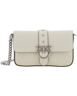 Pinko Shoulder Bag Love One Slouchy Leather - Grey