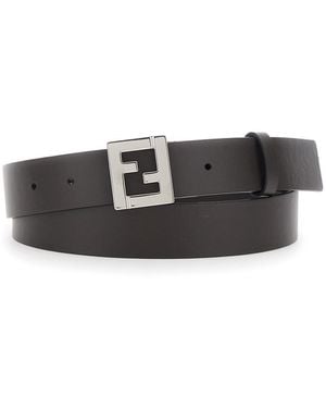 Fendi 3 Cm Pelle Ff Metal - Gray