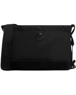 Moncler Crossbody Bag With Logo Plaque On The Front - Black