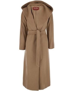 Max Mara Mstelegia Coat With Buttons And Pockets - Natural