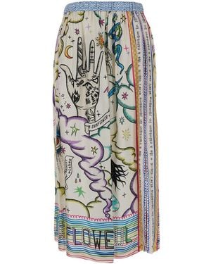 ME 369 'Vanessa' Midi Skirt With Elastic Waist And All-Over - White