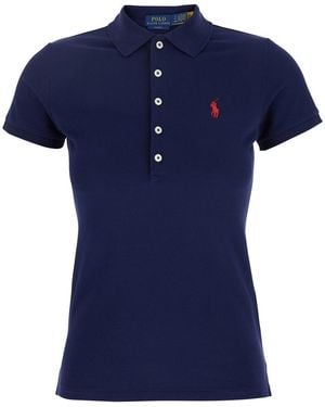 Polo Ralph Lauren 'Julie' Polo Shirt With Classic Collar And Pony - Blue