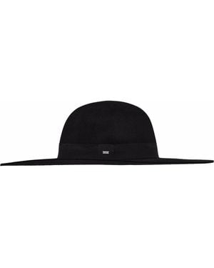 Saint Laurent Asymmetrical Hat With Gros Grain Ribbon Detail - Black