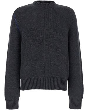Burberry Jumper With Equestrian Knight Jacquard Motif - Blue