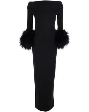 ANDAMANE 'Tyla' Long Dress With Off-Shoulder Design And Eco - Black