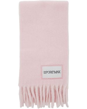 Sportmax Sciarpa Con Patch Logo Sul Fronte E Orlo Sfrangiato - Rosa