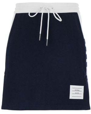 Thom Browne 'Classic 4Bar' Skirt With Drawstring Elastic Waist And 4Bar Logo On The Side - Blue