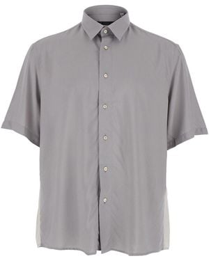Low Brand Shirt With Short Sleeves And Classic Collar - Grey