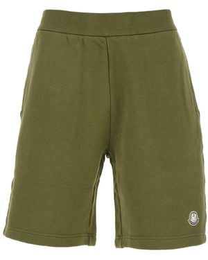 Moncler Genius Shorts With Elastic Waist And Logo Patch On The Front - Green